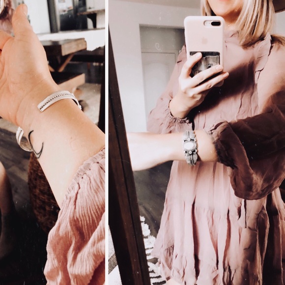 TURQUOISE WHITE Stone FEATHER C- CUFF BRACELET - Picture 8 of 8